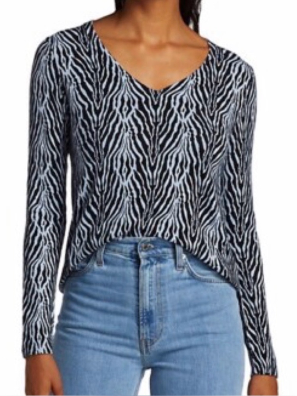 ATM Zebra Print Sweater in Black & White Size Medium